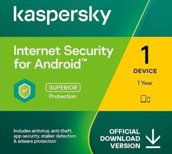 Kaspersky Internet Security for Android Latest Version- 1 Device, 1 Year (Code emailed in 2 Hours – No CD)