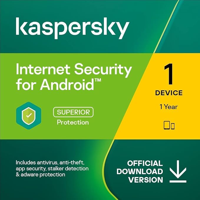 Kaspersky Internet Security for Android Latest Version- 1 Device, 1 Year (Code emailed in 2 Hours – No CD)