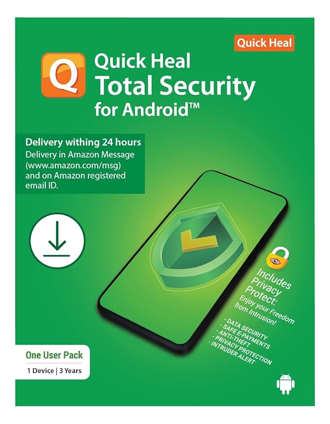 Quick Heal Mobile Security for Android (Latest Version) – 1 Device, 1 Year (Email Delivery In 1 Hour- No CD)