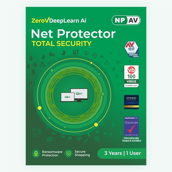 Net Protector Antivirus – Total Security 2026 | Windows PC/Laptop | 3 Year – 1 PC with ZeroVDeepLearn Ai (Email Delivery in 1 Hour – No CD)